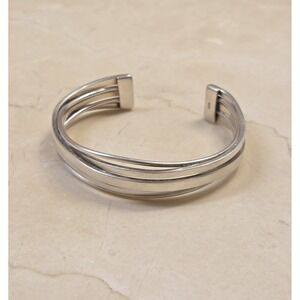 Vintage 5 Strand Sterling Silver Wide Cuff Bracelet 925 6¾"